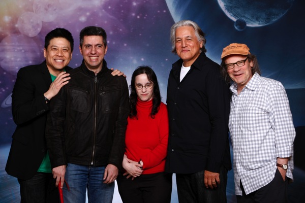 Von links nach rechts, Garrett Wang, ich, Heike, Robert Beltran, Ethan Philips